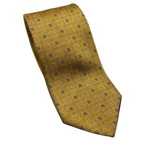 Brooks Brothers Makers‎ Merchants Yellow Floral 100% Silk Necktie Mens Formal